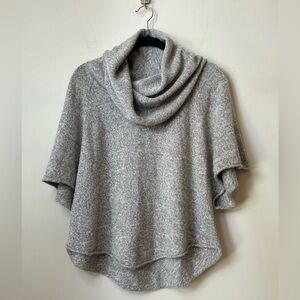 Joie Heather Gray Cowl Neck Knit Linen Mix Pancho Sweater Oversized Women's XS